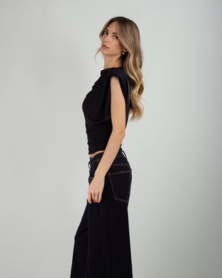 Top Smanicato Sbuffo Nero