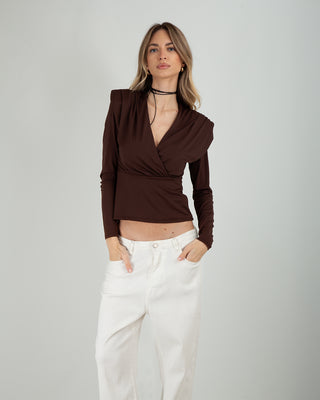 Top Incrocio Manica Lunga Choco