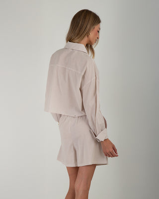 Set Crop Shirt & Shorts a Righe Beige
