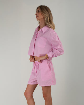 Set Crop Shirt & Shorts a Righe Rosa