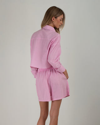 Set Crop Shirt & Shorts a Righe Rosa
