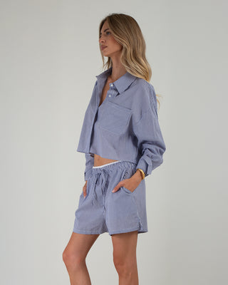 Set Crop Shirt & Shorts a Righe Blu