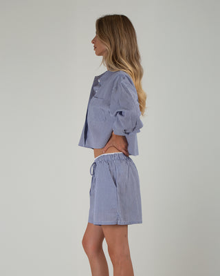 Set Crop Shirt & Shorts a Righe Blu