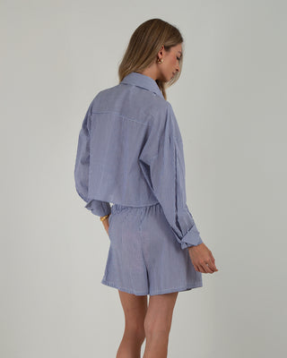 Set Crop Shirt & Shorts a Righe Blu