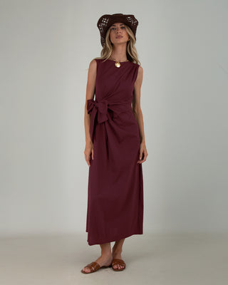 Abito Lungo Fiocco Burgundy