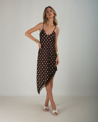 Abito Satin Pizzo Pois Moro
