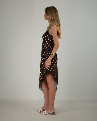 Abito Satin Pizzo Pois Moro