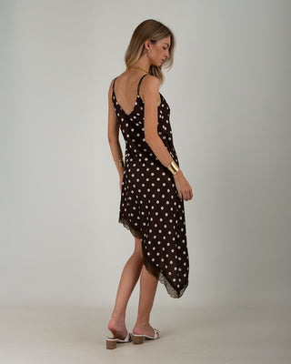 Abito Satin Pizzo Pois Moro
