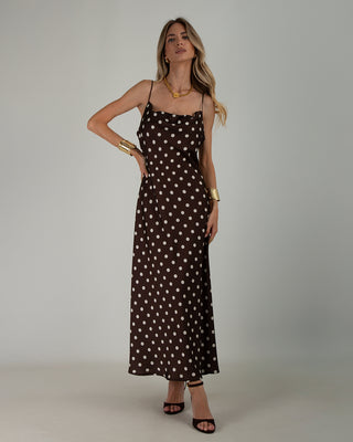 Abito Lungo Satin Pois Moro