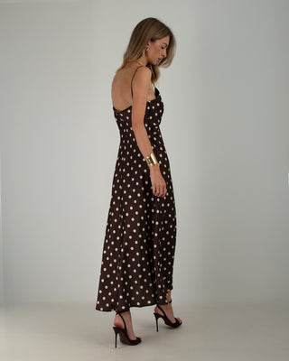 Abito Lungo Satin Pois Moro