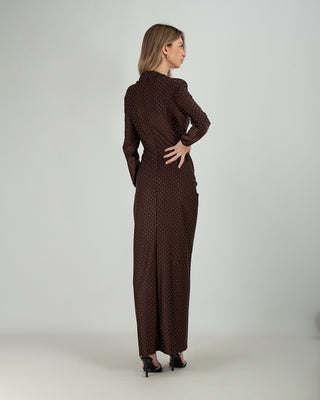 Abito Lungo Manica Lunga Strass Choco