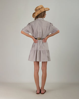 Abito Corto Balza Righe Beige