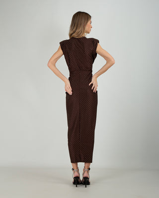 Abito Smanicato Nodo Strass Choco