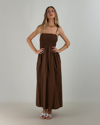 Abito Fascia Popeline Brown