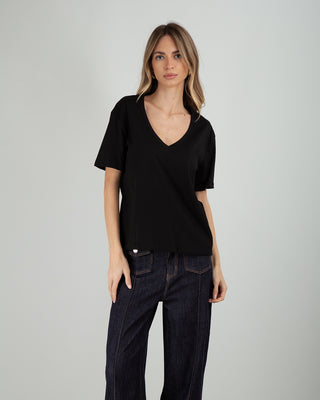 T-shirt scollo V Nera