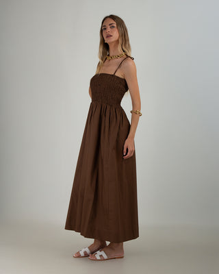 Abito Fascia Popeline Brown
