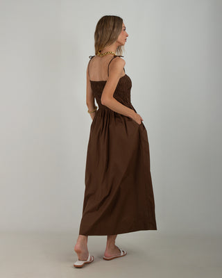 Abito Fascia Popeline Brown