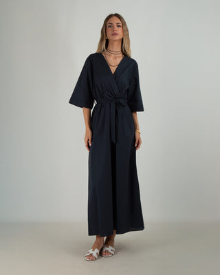 Abito Kimono Popeline Blue Navy
