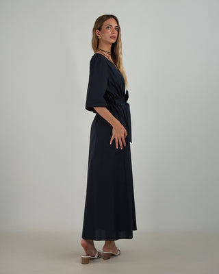 Abito Kimono Popeline Blue Navy