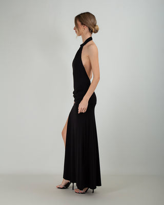 Abito Lungo Collo All'americana Nero