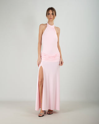 Abito Lungo Collo All'americana Pink