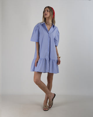 Abito Corto Balza Righe Blu