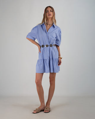 Abito Corto Balza Righe Blu