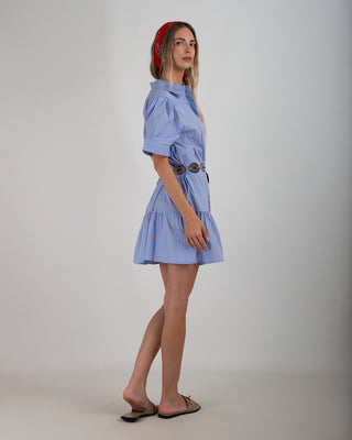 Abito Corto Balza Righe Blu