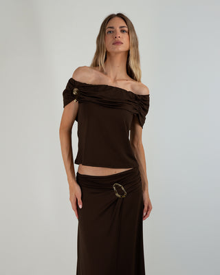 Maglia Scollata Portofino Coffee