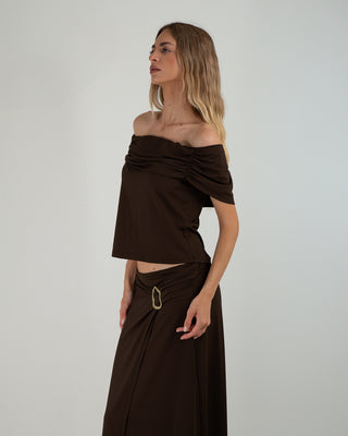 Maglia Scollata Portofino Coffee