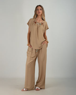 Pantalone Viscosa Palazzo Apricot