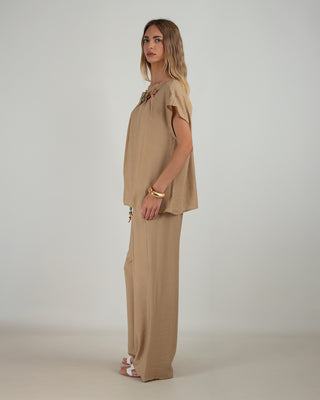 Pantalone Viscosa Palazzo Apricot