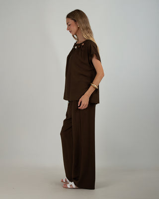 Pantalone Viscosa Palazzo Coffee
