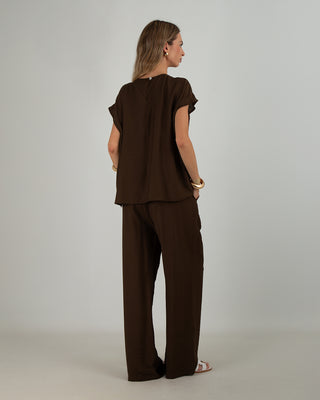 Pantalone Viscosa Palazzo Coffee
