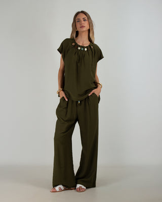 Pantalone Viscosa Palazzo Military