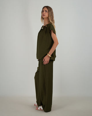 Pantalone Viscosa Palazzo Military
