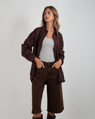 Camicia Over Quadri Tasche Quadri Moro