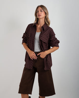 Camicia Over Quadri Tasche Quadri Moro