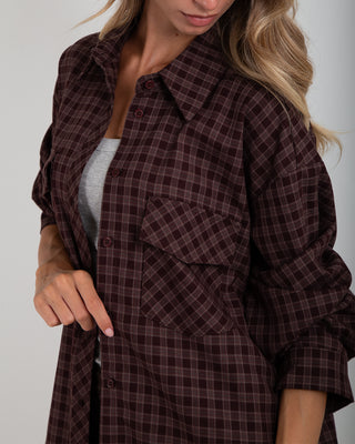 Camicia Over Quadri Tasche Quadri Moro