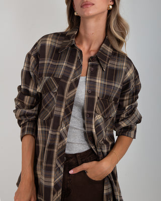 Camicia Over Quadri Tasche Grigio/Moro