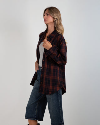 Camicia Over Quadri Tasche Blue/Brick