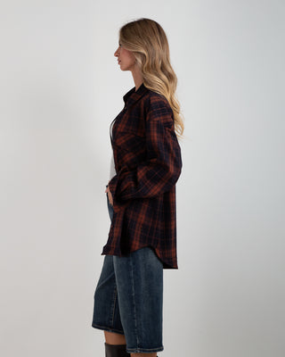 Camicia Over Quadri Tasche Blue/Brick