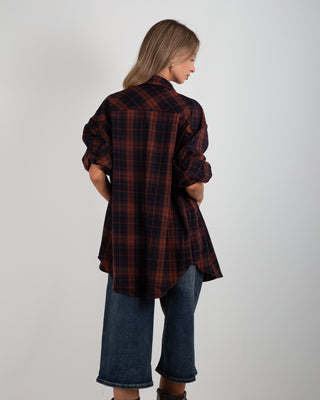 Camicia Over Quadri Tasche Blue/Brick