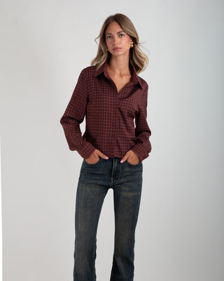 Camicia Sfiancata Quadri Burgundy