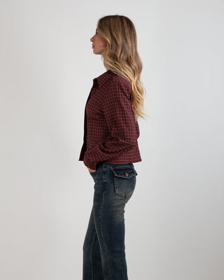 Camicia Sfiancata Quadri Burgundy