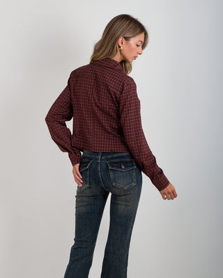 Camicia Sfiancata Quadri Burgundy