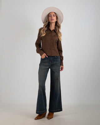 Jeans Wide Leg Denim Scuro