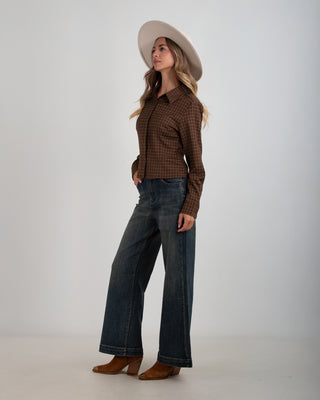 Jeans Wide Leg Denim Scuro