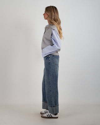 Jeans Palazzo Risvolto Denim Scuro