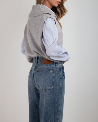 Jeans Palazzo Risvolto Denim Scuro